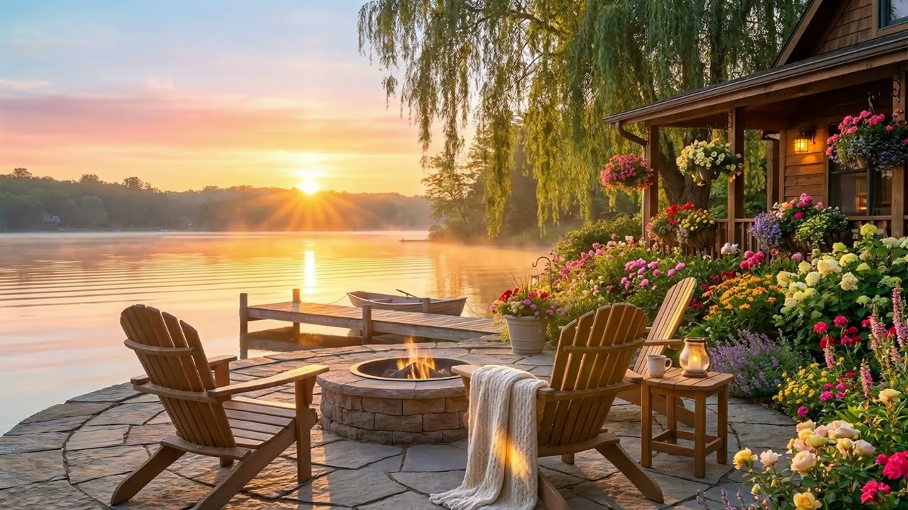 Lakeside Garden Cottage at Sunrise
