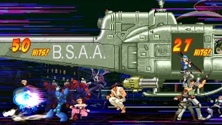 Megaman X, Chris Redfield, Morrigan, and Ryu vs Sigma, Albert Wesker, Jedah Dohma, and Akuma