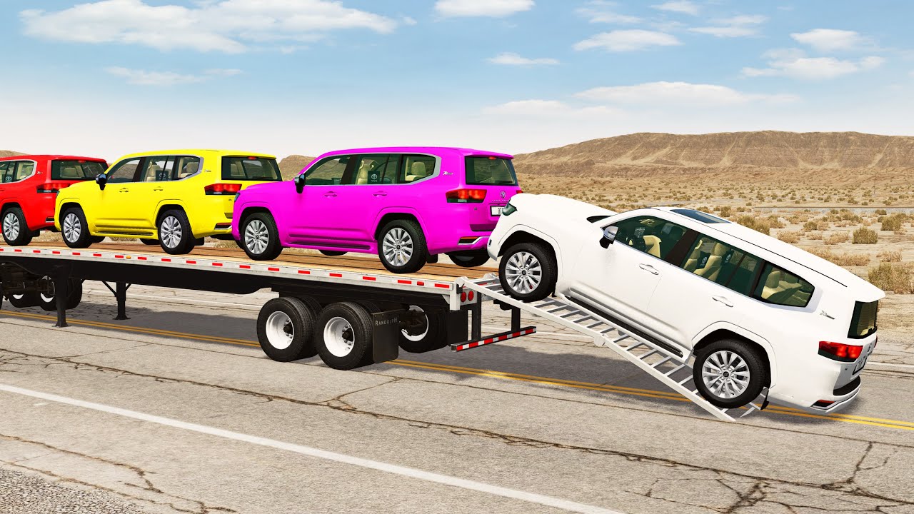 Flatbed Truck Mcqueen  | Transportation with Truck - Pothole vs Car #293 - BeamNG.Drive