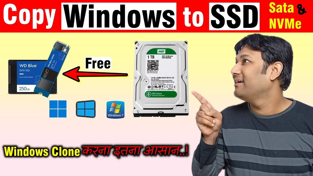 Copy Windows to SSD or Clone Windows to NVMe SSD. One method for all SSD.  |TechnoBaazi| |Hindi| - YouTube