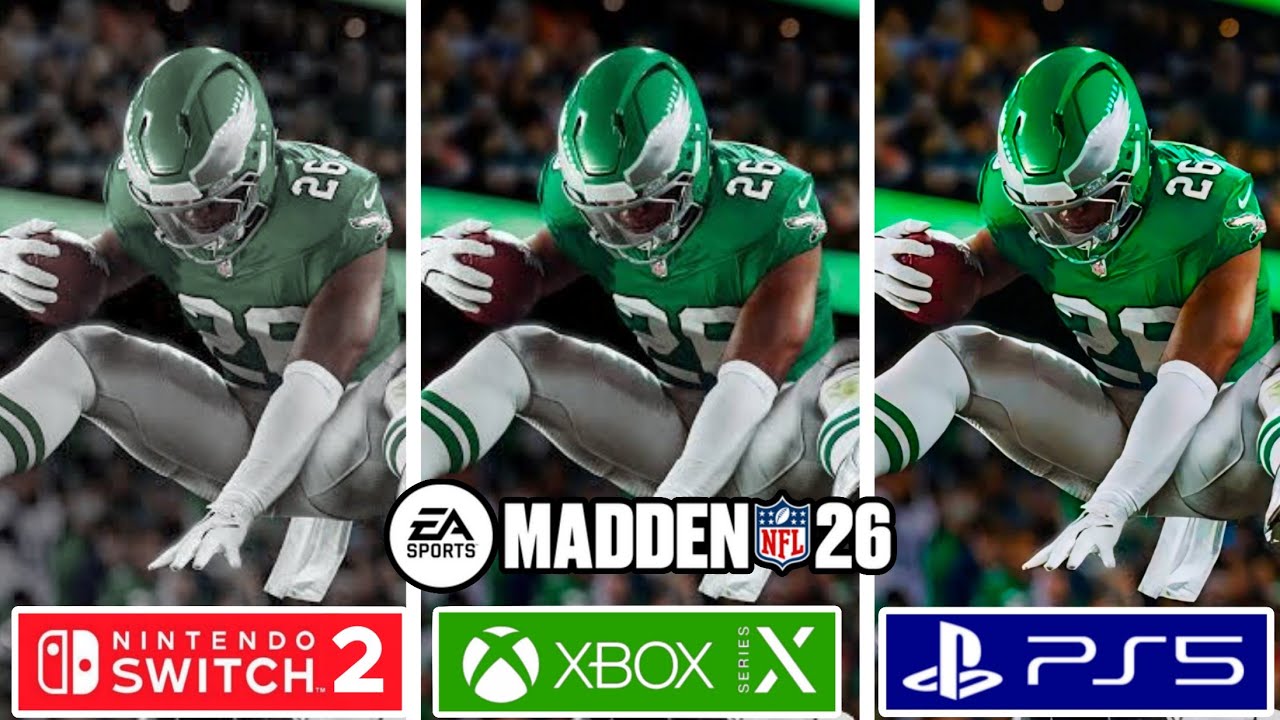 Madden NFL 26 PS5 vs Xbox Series X vs Nintendo Switch 2 Graphics