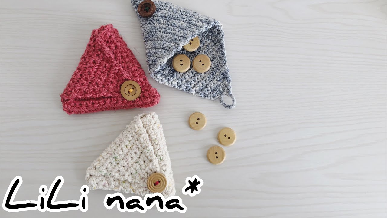 三角小物入れの編み方 かぎ針編み How To Crochet Triangle Coin Case Youtube