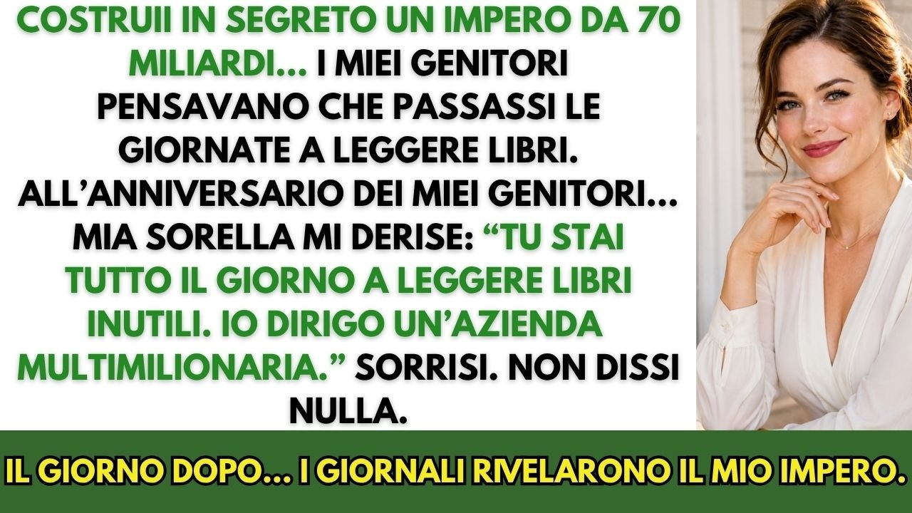Stasera mio fratello Filippo ha brindato davanti a tutti, annunciando l’acquisto della sua più grande acquisizione aziendale, con quel suo Rolex luccicante e il sorriso pieno di superiorità. Poi...