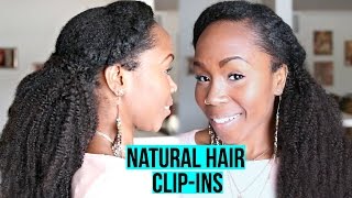 Natural Hair Clip ins With QUICK \& EASY Styling | HerGivenHair | Install and Blending