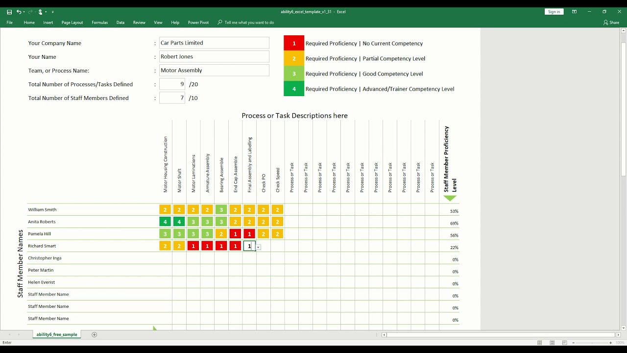 Skill Chart Template