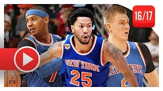 Derrick Rose, Kristaps Porzingis & Carmelo Anthony Highlights vs Pelicans (2016.12.30) - 67 Pts