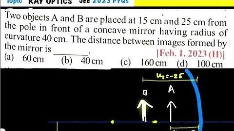 Two objects A and B are placed at 15 cm and 25 cm from the pole in front of a concave mirror