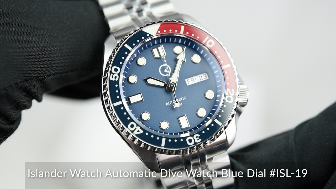 Islander Watch Automatic Dive Watch Blue Dial #ISL-19 - YouTube