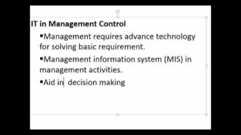 Principles of Management (Uses of Computer and IT in Management control)