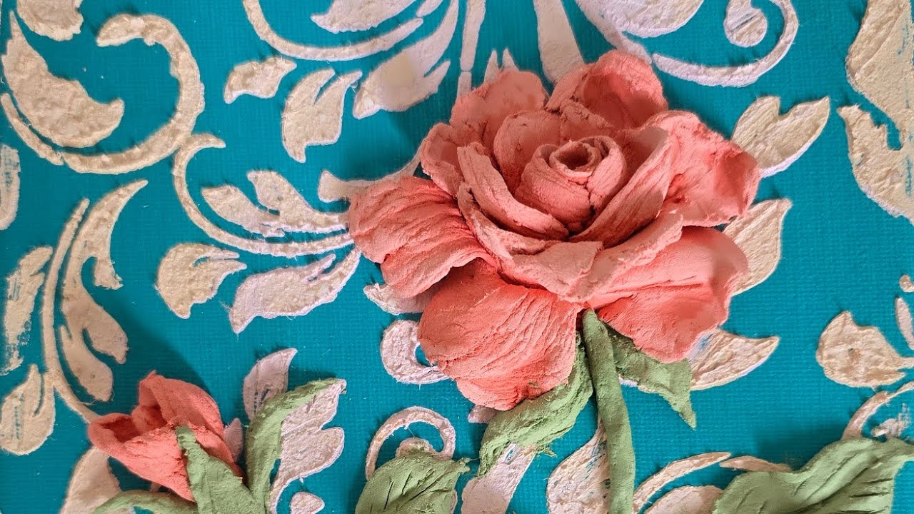 How to Make 3D Sculpture Paste Rose on Canvas | Easy Textured Floral ...