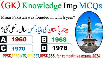 General Knowledge MCQs - important general knowledge mcqs - general knowledge quiz #ppsc #fpsc #nts