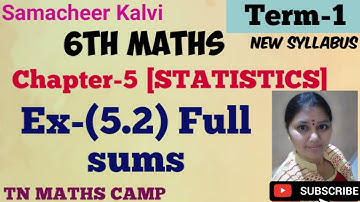 6th TN Maths Term-1 EX-(5.2)full sums, chapter-5(STATISTICS) Samacheer Kalvi 6th Maths