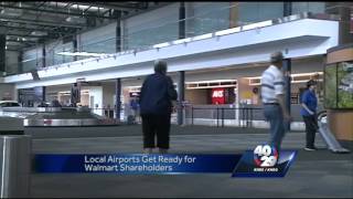 Airports plan for travel rush during Walmart Shareholders Week