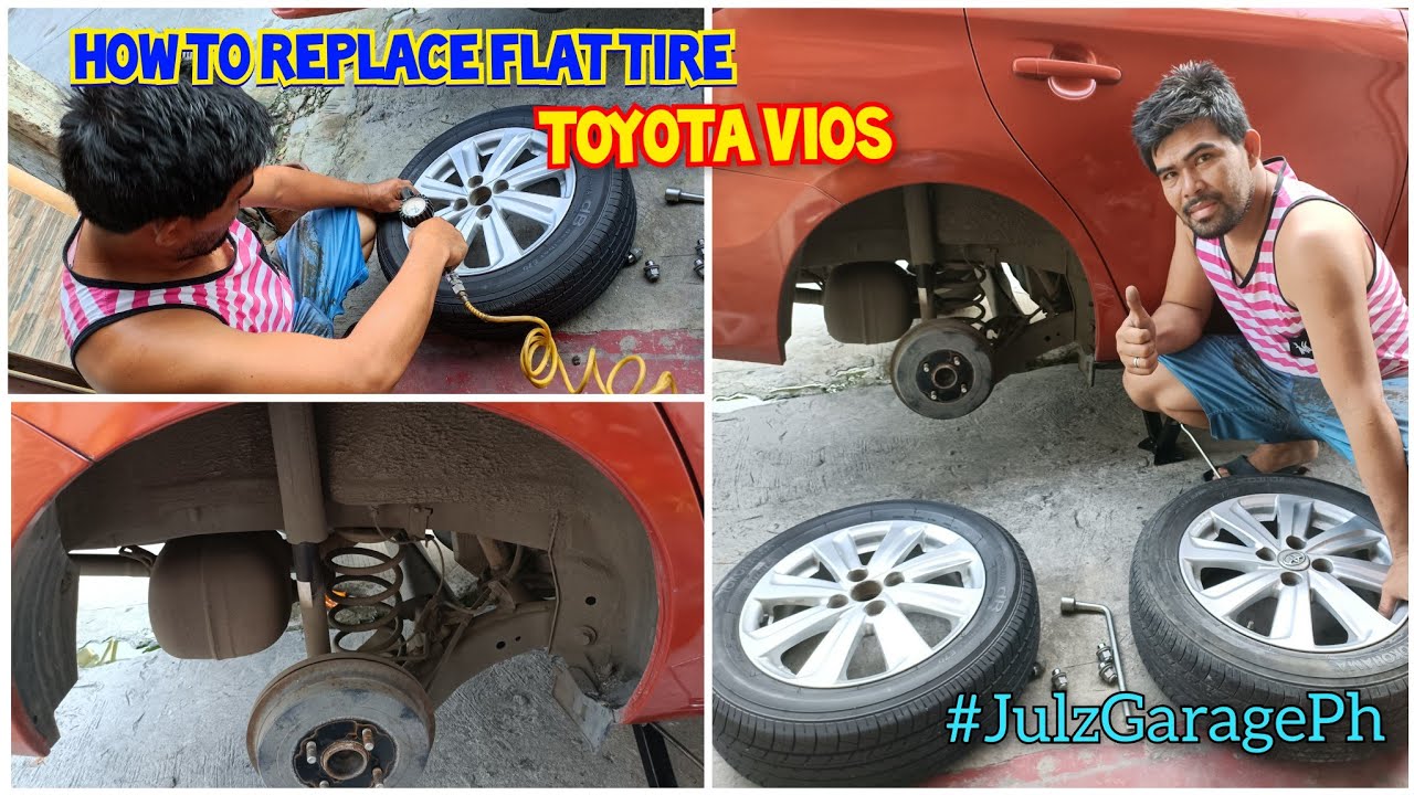 HOW TO CHANGE FLAT TIRE ON SEDAN CARS | RESERVE TIRE | TOYOTA VIOS ...
