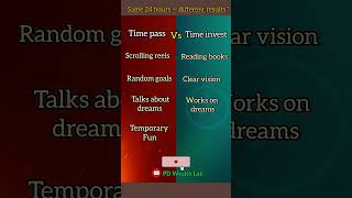 "Timepass vs Time Invest — Same 24 Hours, Different Results . #ShortsMotivation#Pdwealthlab