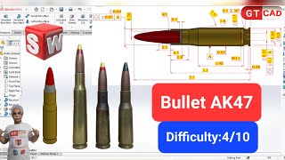ak_47 bullet in SolidWorks|full tutorial with drawing
