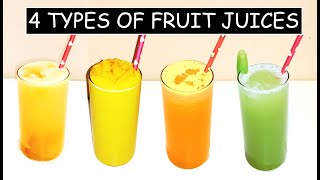 4 Types of Fresh Fruit Juices | 2 நிமிடத்தில் தினம் செய்யக்கூடிய ஆரோக்கியமான 4 ஜுஸ் | 4 summer drink