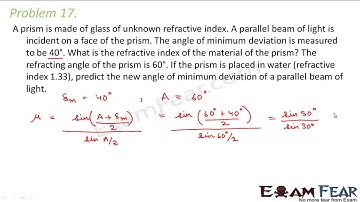 Physics Ray Optics part 40 Numerical Refractive index of prism CBSE class 12