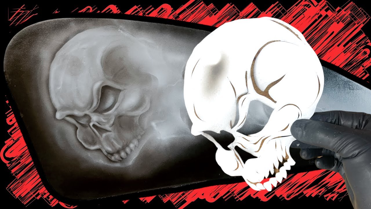 How to airbrush a Skull, Paper Stencil Hack