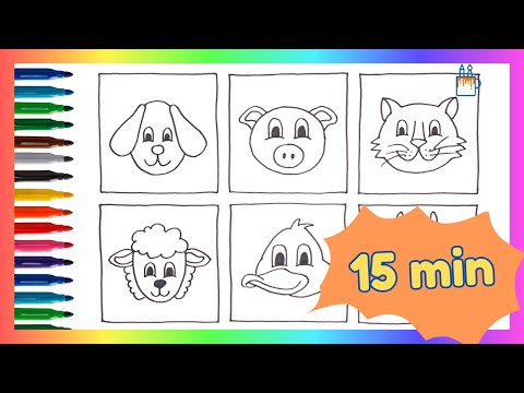 Desenhar e Colorir Animais da Fazenda 🎨🐮🐔 Desenhos para Crianças