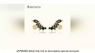 ANDYWEN 925 Sterling Silver Gold Black Zircon Stud Earring Piercing Wing Oval CZ Luxury Fine Pendien