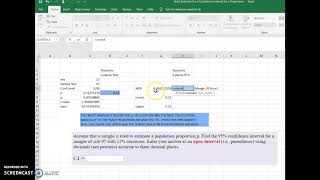 Constructing a Confidence Interval for a Proportion using Microsoft Excel.