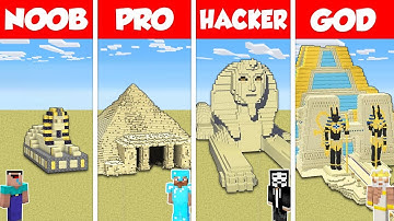 Minecraft Battle: NOOB vs PRO vs HACKER vs GOD: SAND DESERT HOUSE BASE BUILD CHALLENGE / Animation