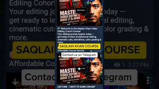 Saqlain Khan Jaise Documentary Video Kaise Banaye ❓😱  Join his Editing Cohort ! 🎬🔥