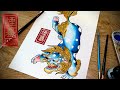 Drawing Japanese Foo Dog (Traditional Japanese tattoo)