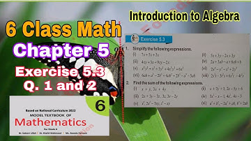Class 6 Math Chapter 5 Exercise 5.3 | Q. 1 and 2 | introduction to algebra |SNC|NBF| ilmi darasgah