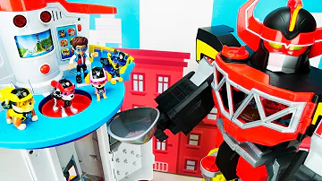 Paw Patrol vs Megazord बच्चों के लिए शैक्षिक खिलौना वीडियो!