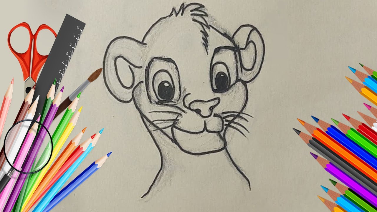 How To Draw Simba From The Loin King | Step By Step Drawing | Drawing
