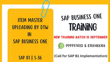 OITM-Item Master Data uploading by DTW in SAP Business One || S-36