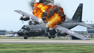 Military Aircraft C-130 Failure To Land As Pilots Fighting In Cockpit | X-PLANE 11