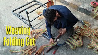 Artistic Technique Weaving Foldable Cot | Camping Cot