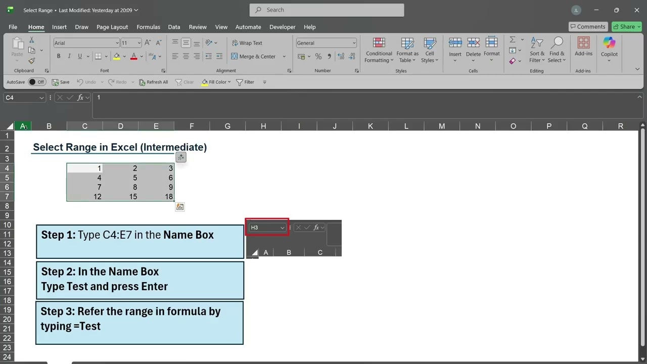 Select Any Range in Excel Using the Name Box｜Excel 快速选择单元格范围技巧