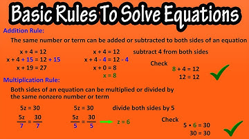Basic Rules To Solve Equations - Addition Rule And Multiplication Rule  How To Solve for Equations