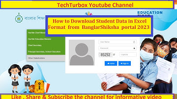 How to download student data in excel format from Banglarshiksha portal 2023 .