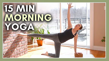 15 min Morning Power Yoga Flow - Yoga with Blocks