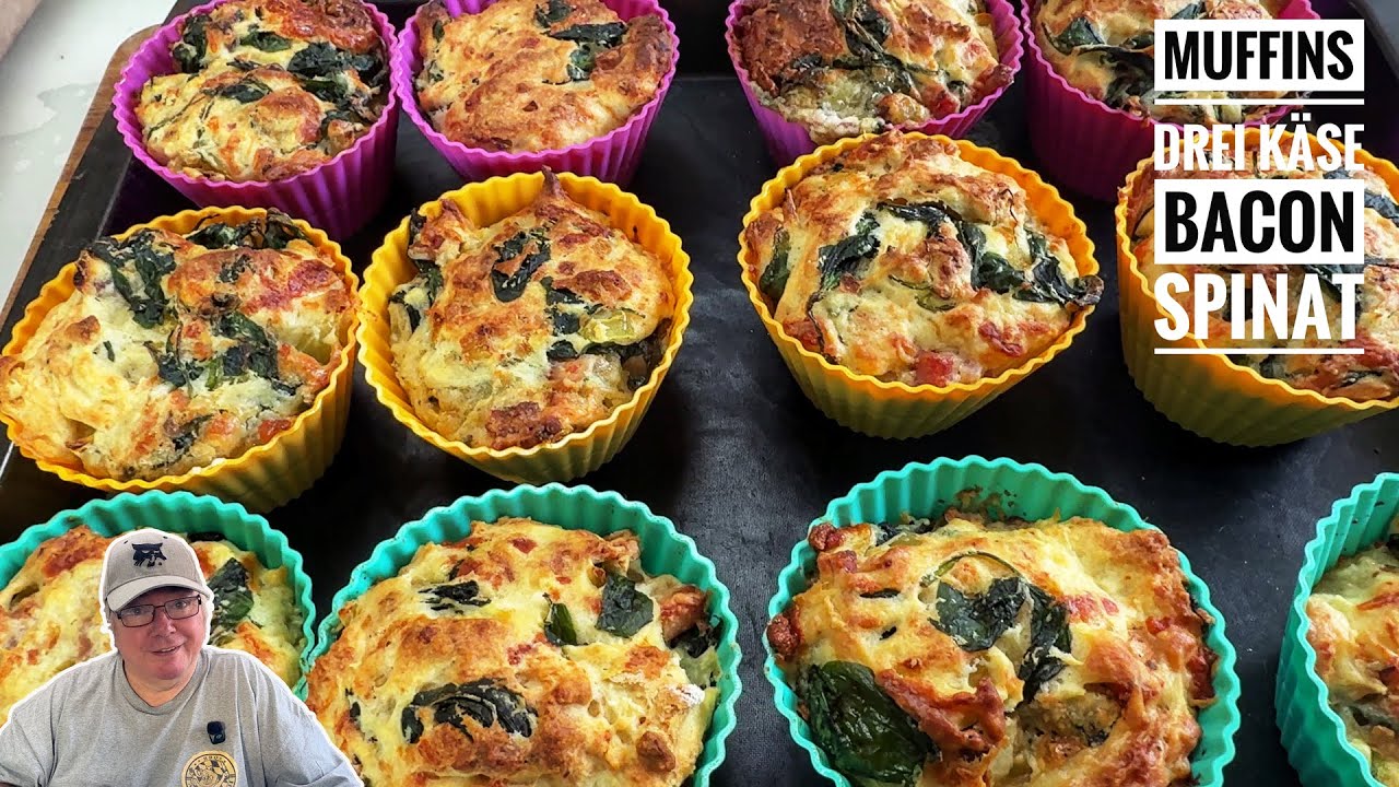 #715: Drei-Käse-Muffins mit Spinat und Bacon - super Party- bzw. Fingerfood. Wahnsinnsgeschmack!