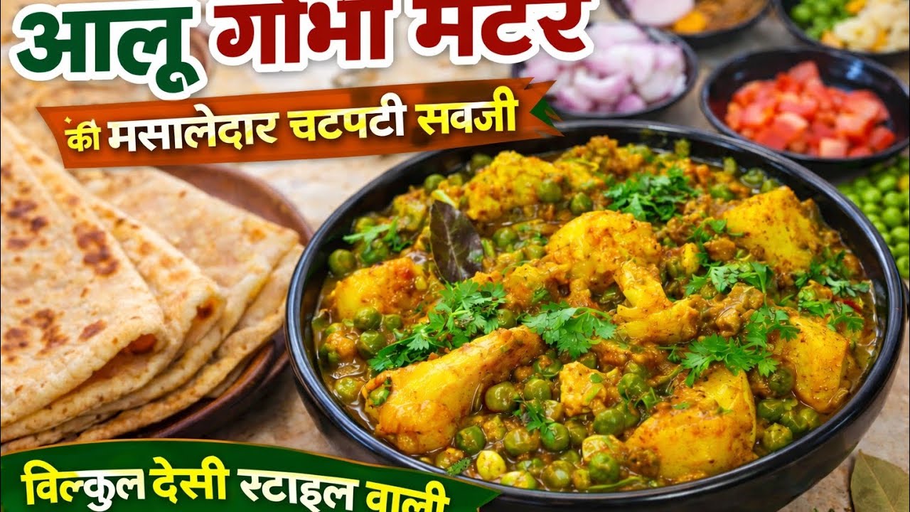 Aalu gobhi matar ki sabji ki recipe, aalu gobhi matar ki masaledar sabji,😋😋😋