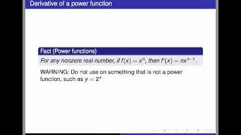 Screencast 2.1.1: Quick review - Elementary derivative rules
