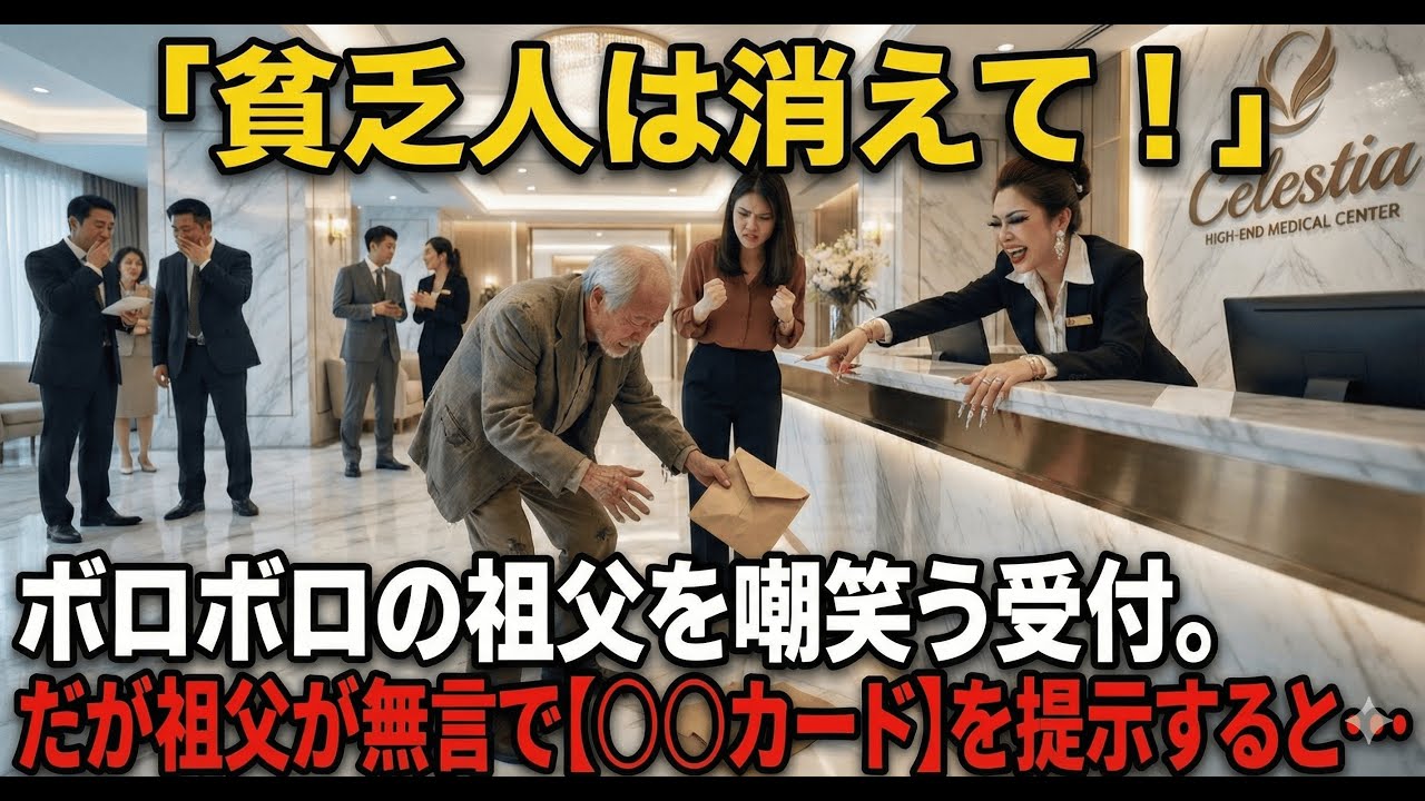 【逆転スカッと】「ウチは会員制よ、貧乏人は消えて」ボロボロの祖父を嘲笑う受付。だが祖父が無言で【〇〇カード】を提示すると…「え、偽造でしょ？」→直後、会長が現れ立場逆転。