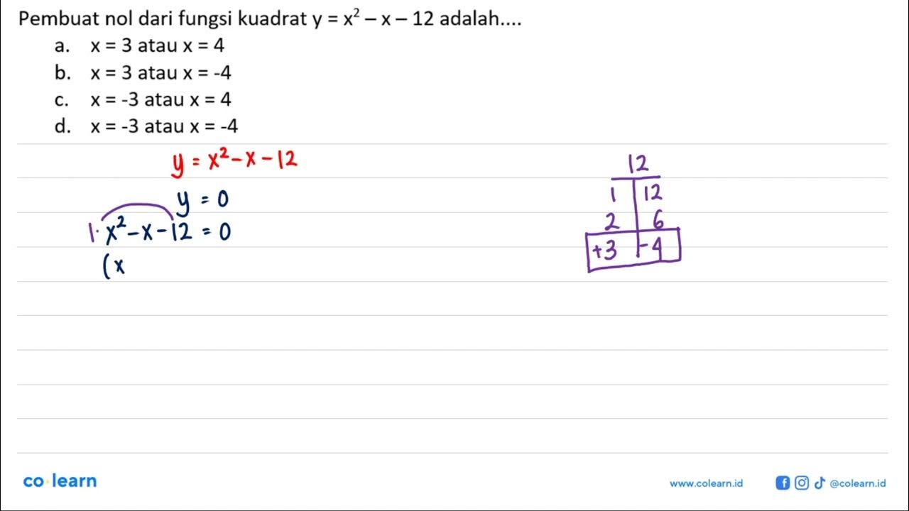 pembuat-nol-dari-fungsi-kuadrat-y-x-2-x-12-adalah-a-x-3