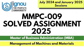MMPC-009 MBA IGNOU SOLVED ASSIGNMENTS JAN 2025