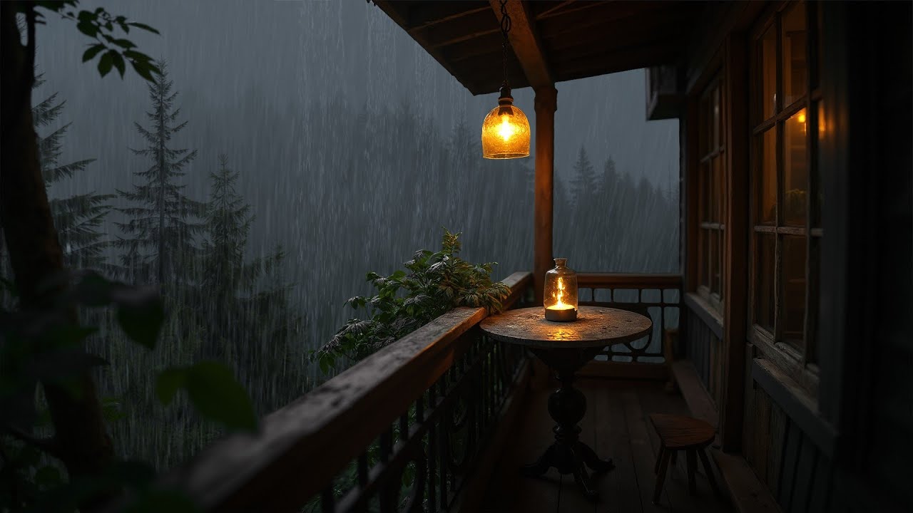 Quiet on the balcony corner with the sound of falling rain - Relaxing sounds for good night's sleep