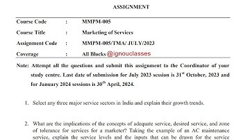 IGNOU MMPM - 005 Solved Assignment July 2023 Jan 2024 PDF | MBA | Marketing of Services