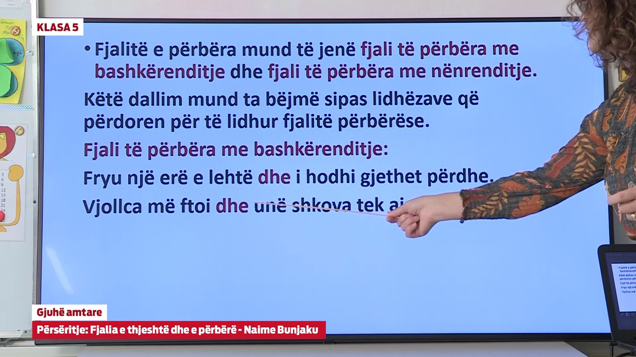 e Mesimi Klasa 5 - 5205 Gjuhë amtare - Përsëritje - Fjalia e thjeshtë dhe e përbërë