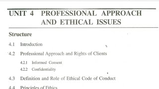 MCFT 004 || BLOCK 1 || UNIT 4 - PROFESSIONAL APPROACH AND ETHICAL ISSUES