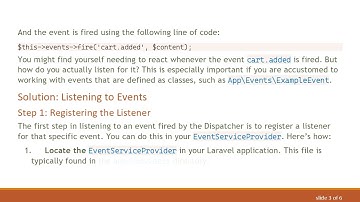 How to Listen to Events Fired by Dispatcher in Laravel